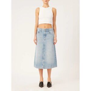 DL1961 Alma A-Line Light Wash Blue 100% Cotton Denim Midi Skirt Women's Size 25